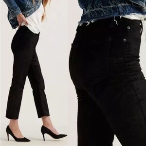 Lucky Brand Black Velour high rise crop mini boot Sz 2/26 NWT